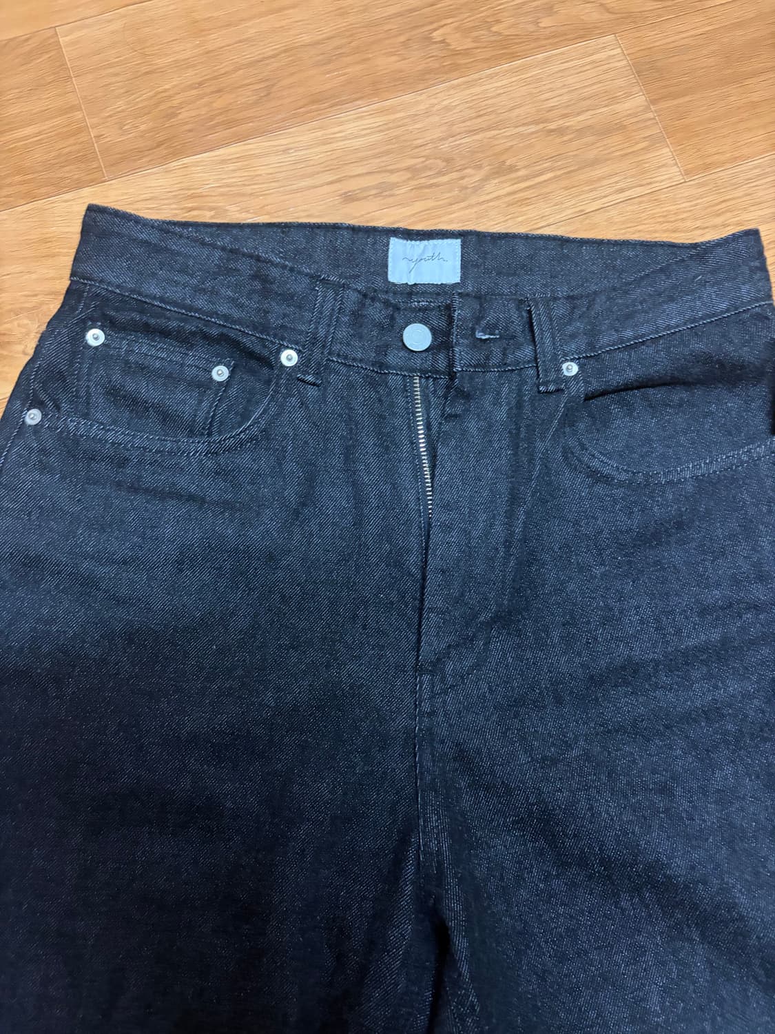 유스 wide denim pants washed black S사이즈 상품이미지3