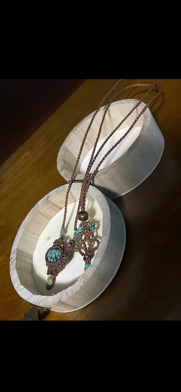 터키석 마크라메 목걸이 팔찌 세트 상품이미지1