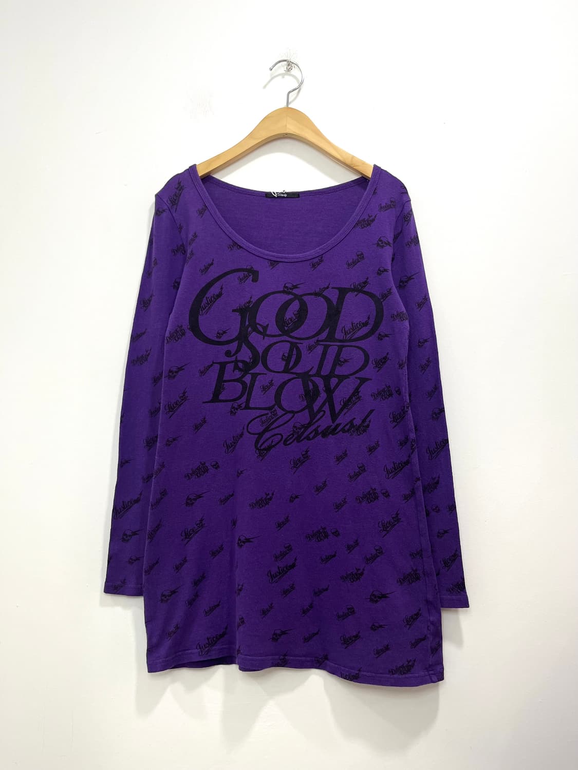 락펑크 스컬 번개 프린팅 U넥 롱슬리브 티셔츠 상품이미지1