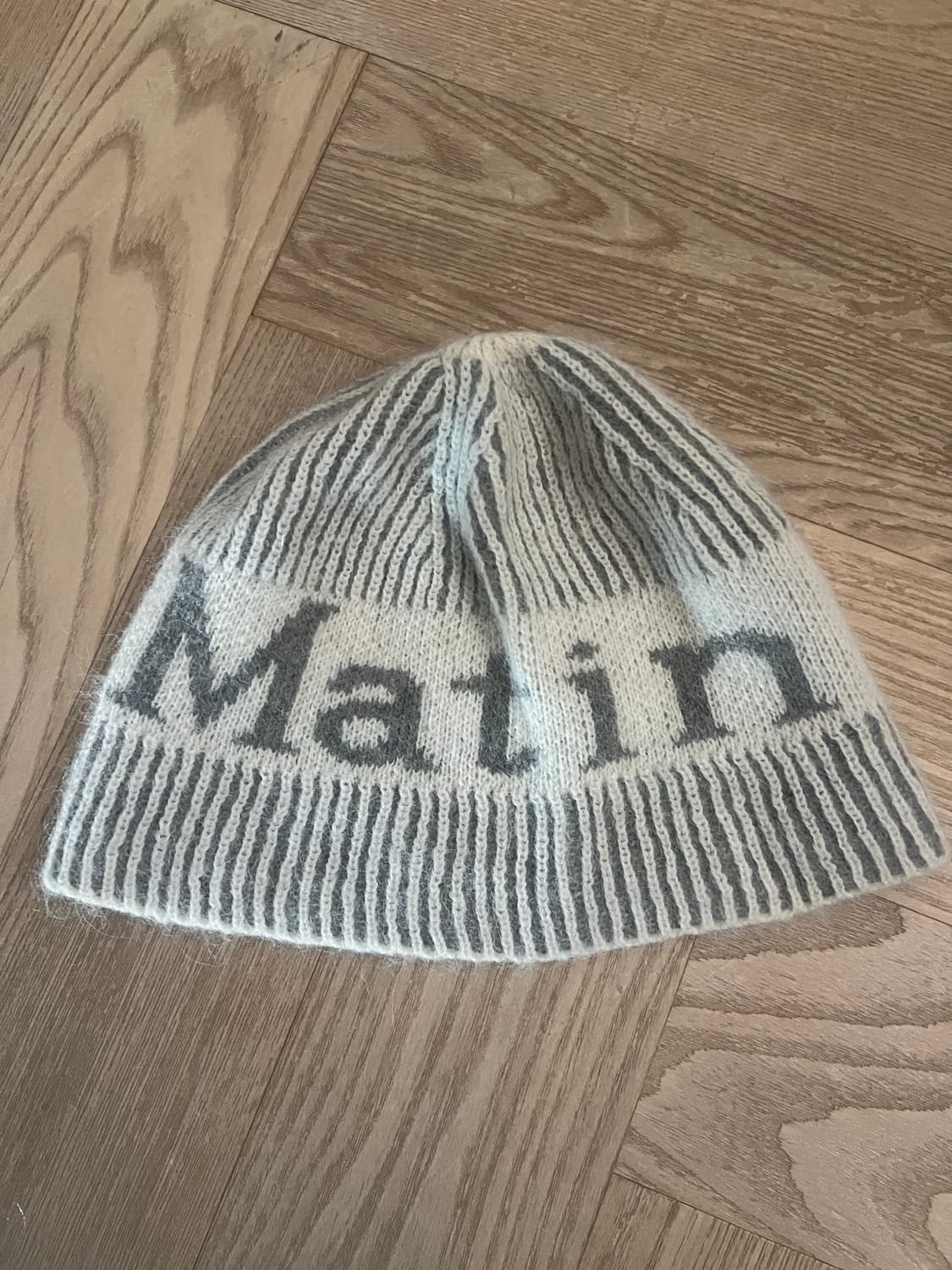 (W) 마뗑킴 마뗑 스트라이프 투톤 비니 화이트 상품이미지1