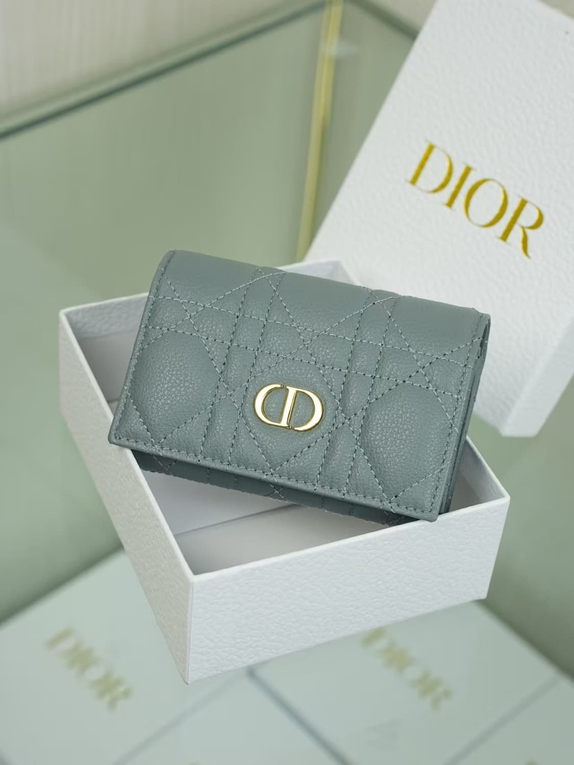 디올 카로 XS 지갑 서플 까나쥬 카프스킨 클라우드 블루 상품이미지1