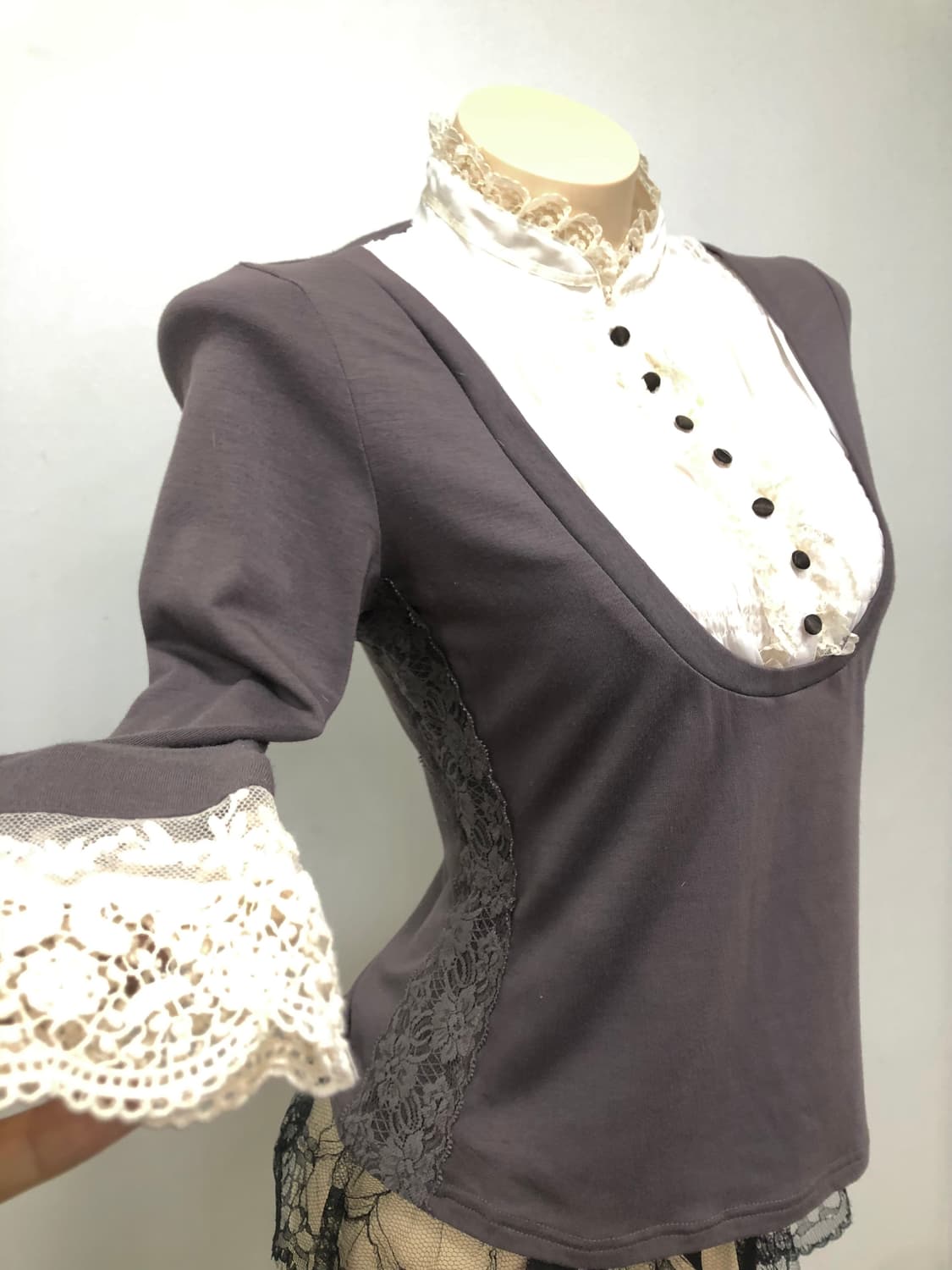 muted purple shirt layered long sleeve 상품이미지3