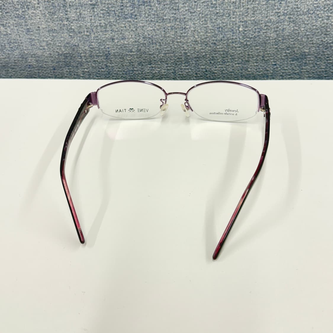 키치한 라벤더 컬러 빈티지 반무테 안경 상품이미지5