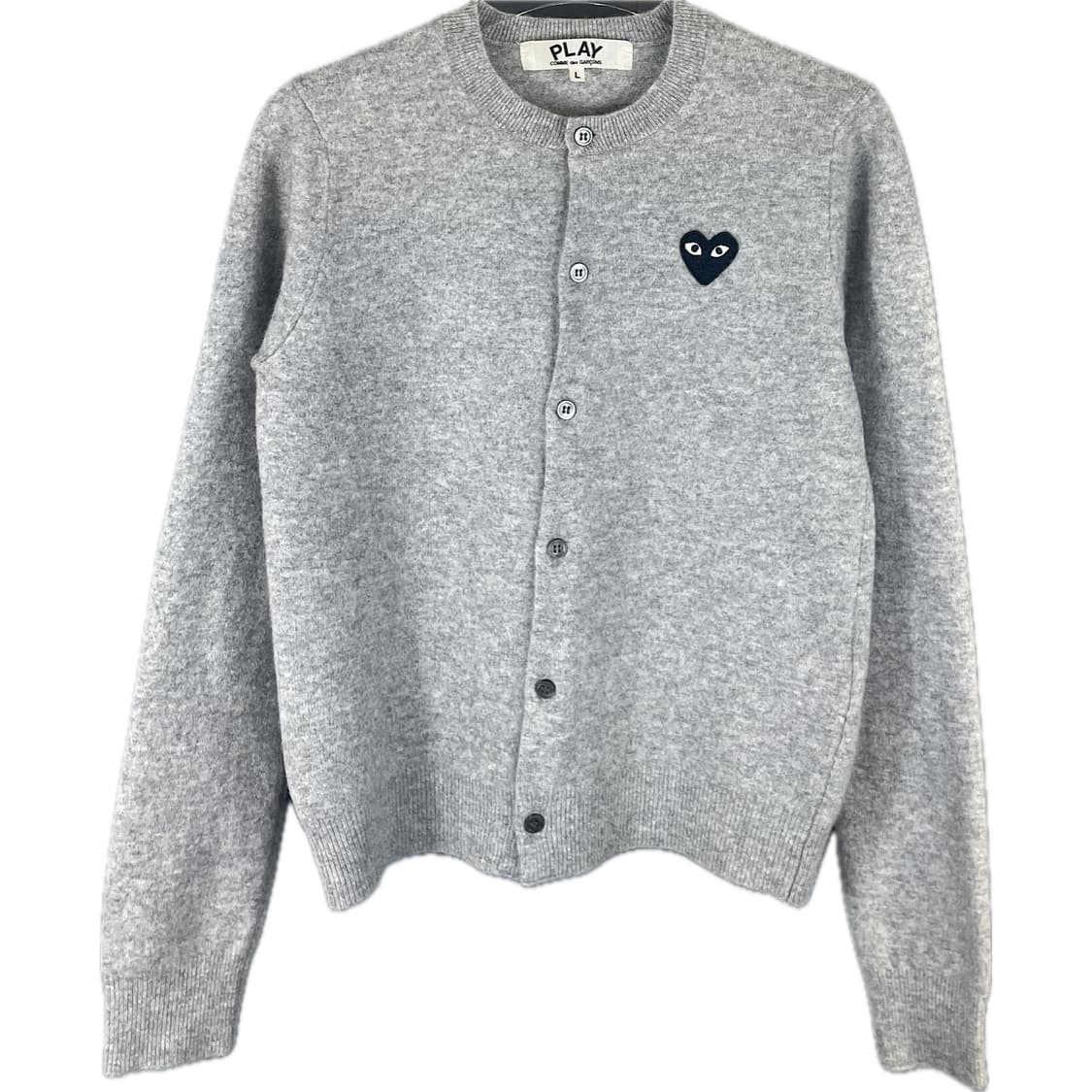 [L] 꼼데가르송 여성 블랙 와펜 자수 울 가디건 상품이미지1