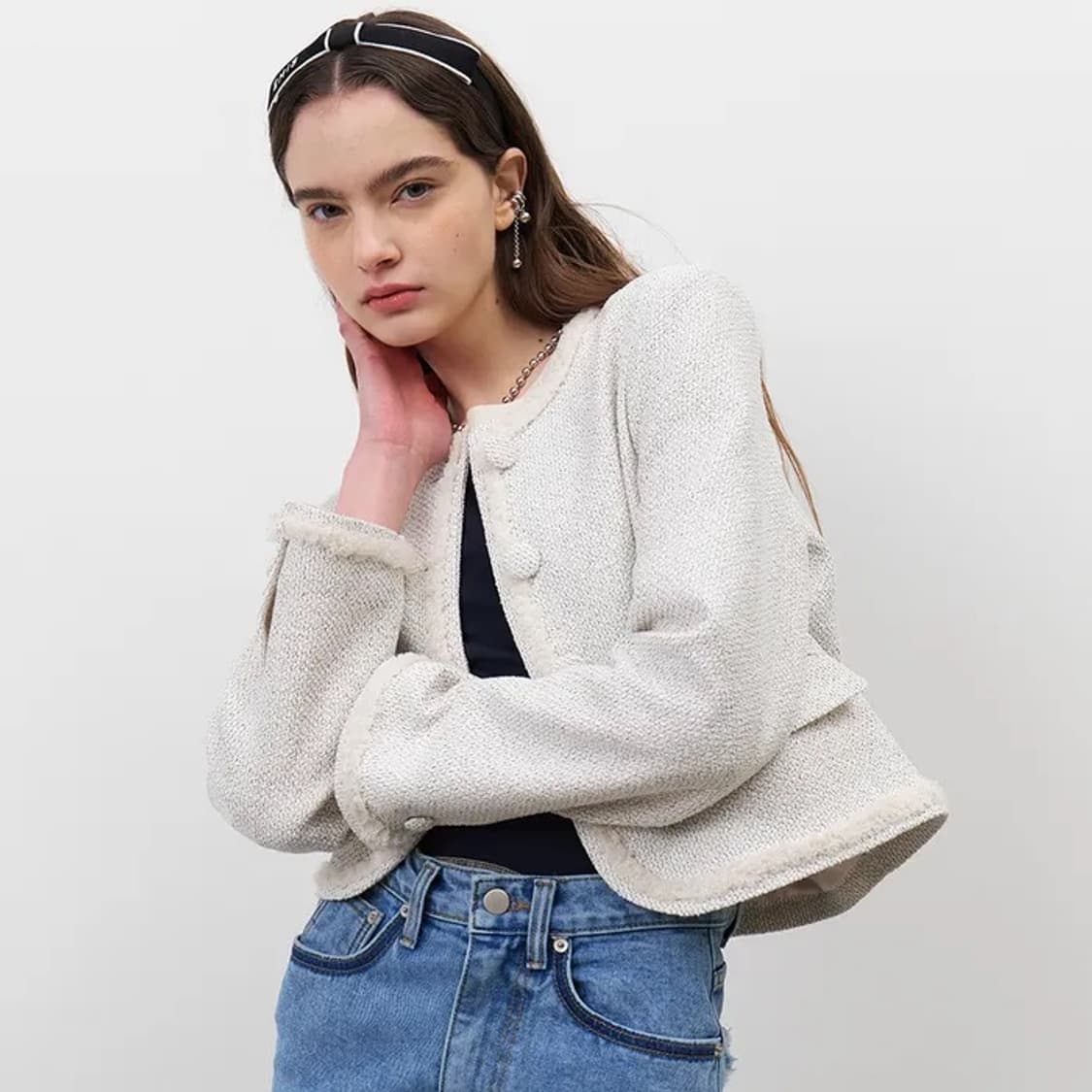 마론에디션 화이트 코튼 트위드 블레이저 상품이미지5