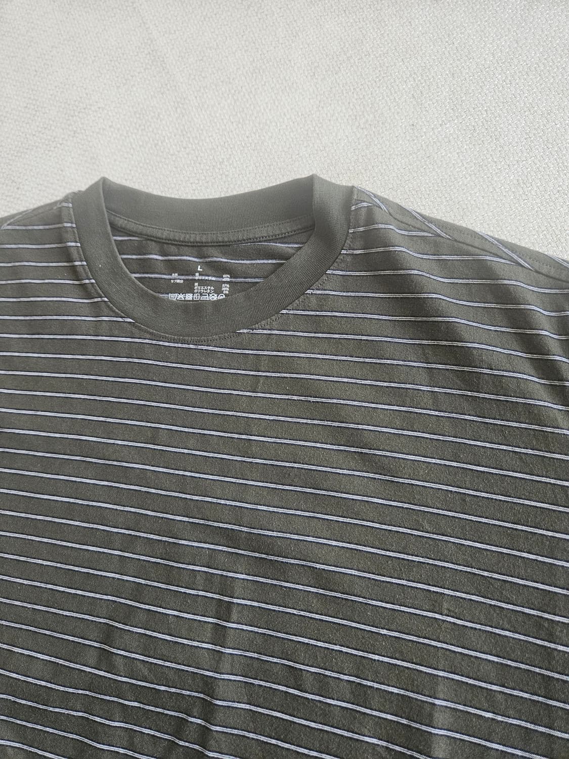 muji 재팬 무인양품 스트라이프 티셔츠 카키 L 상품이미지2