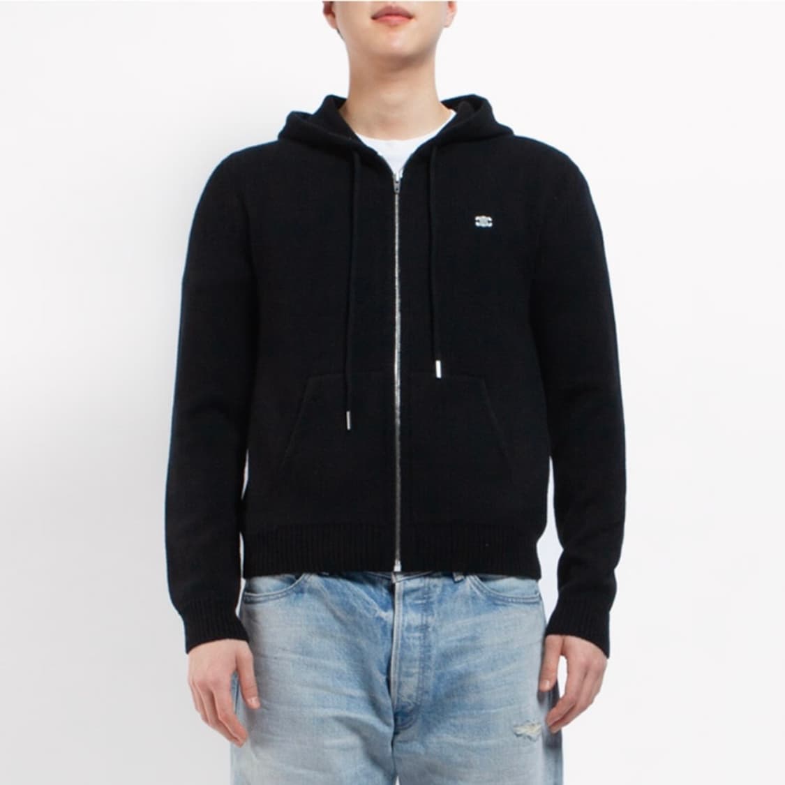 [S+급/L] 셀린느 트리옹프 울 캐시미어 후드집업 블랙 상품이미지7