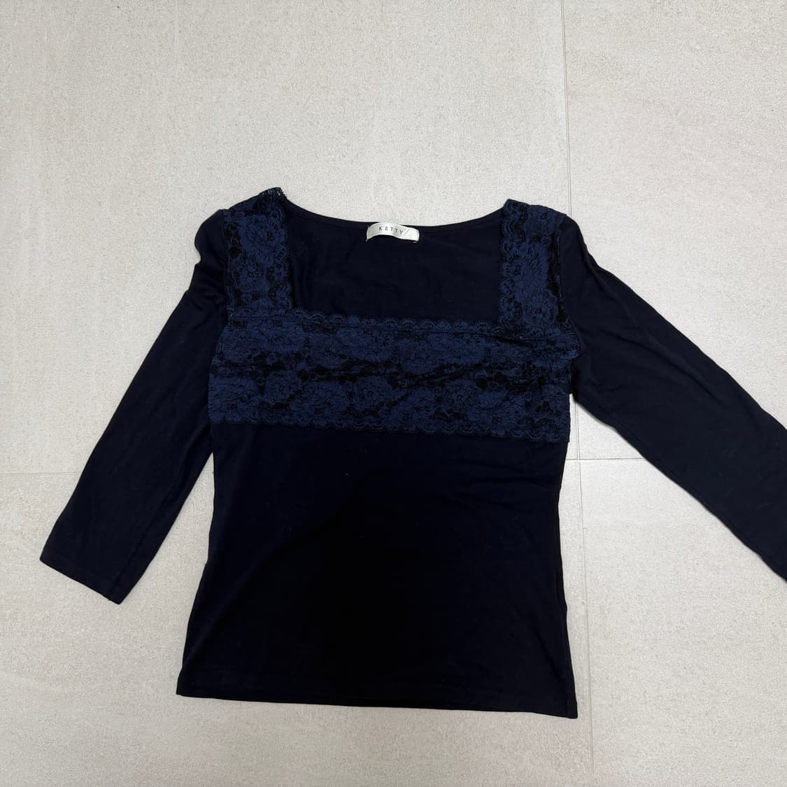 lace t shirt 레이스 네이비 7부티  상품이미지3