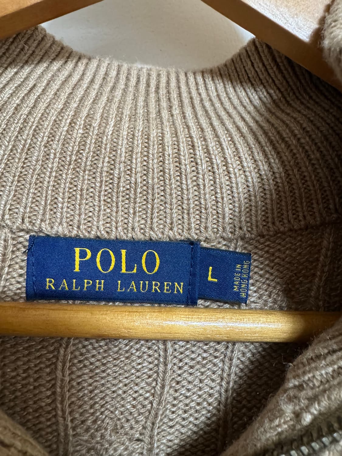 폴로 케이블 꽈배기 반집업니트 상품이미지3