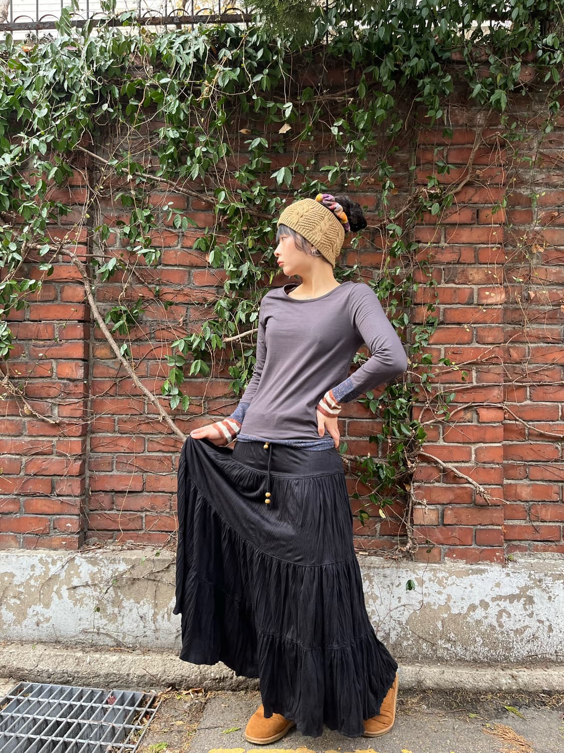 데일리 무드 블랙 롱 스커트 상품이미지2