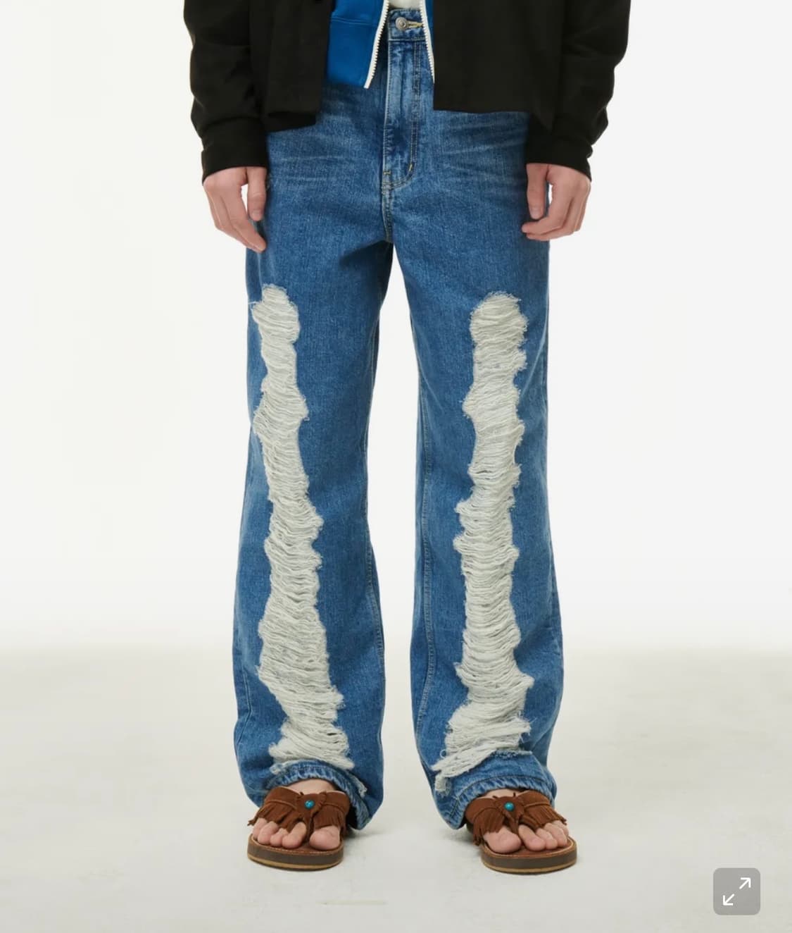 [세터] 디스트로이드 뉴트로 핏 데님 팬츠 레트로 블루 L 상품이미지4