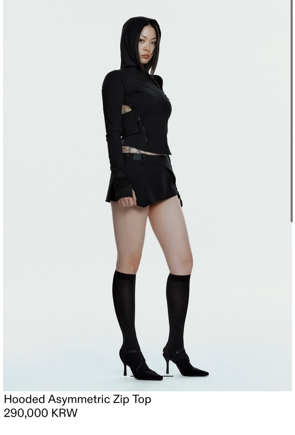 사이즈 교환 1->2 ))Hooded Asymmetric Zip Top 상품이미지1