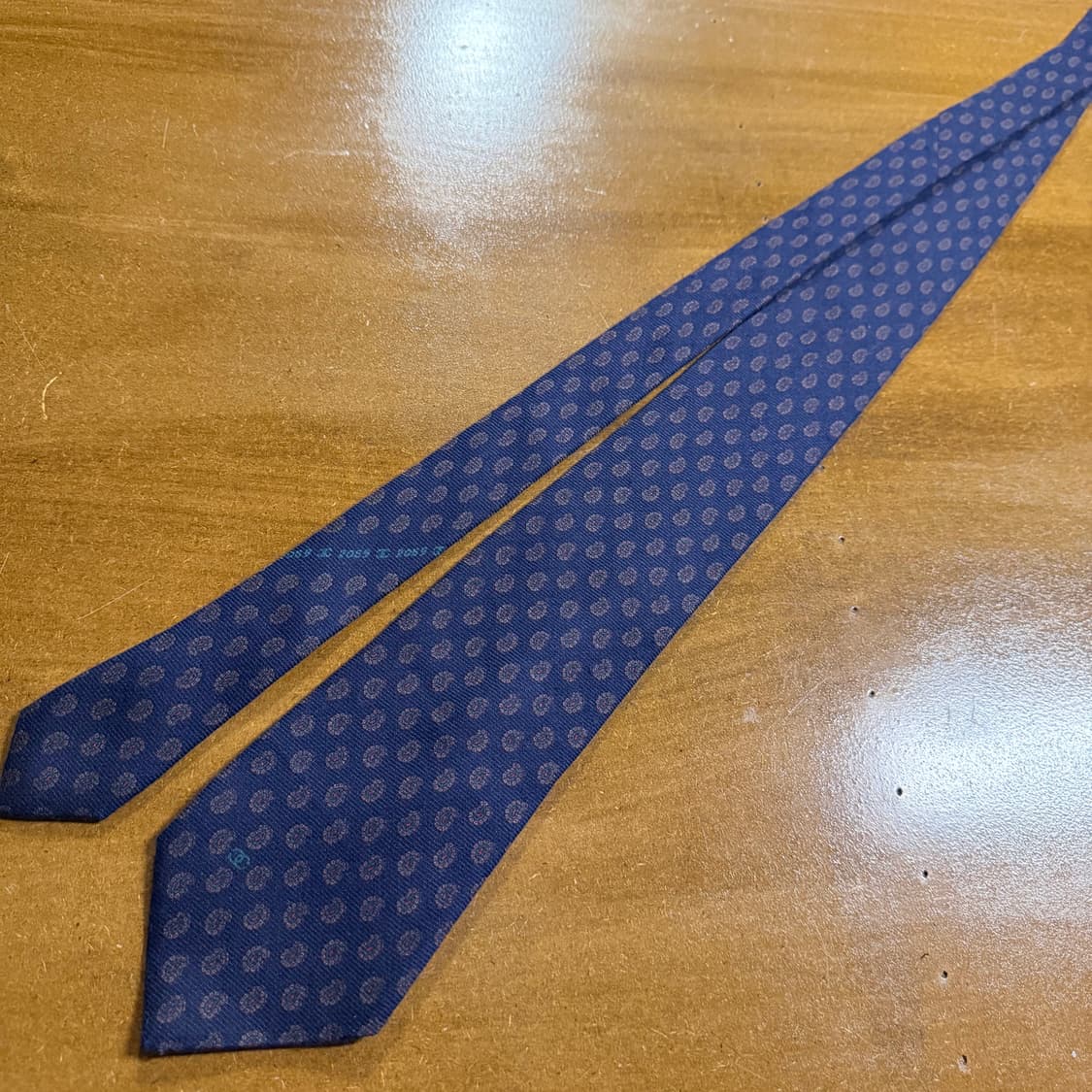 샤넬 CHANEL 네이비 페이즐리 실크, 울 넥타이 상품이미지3