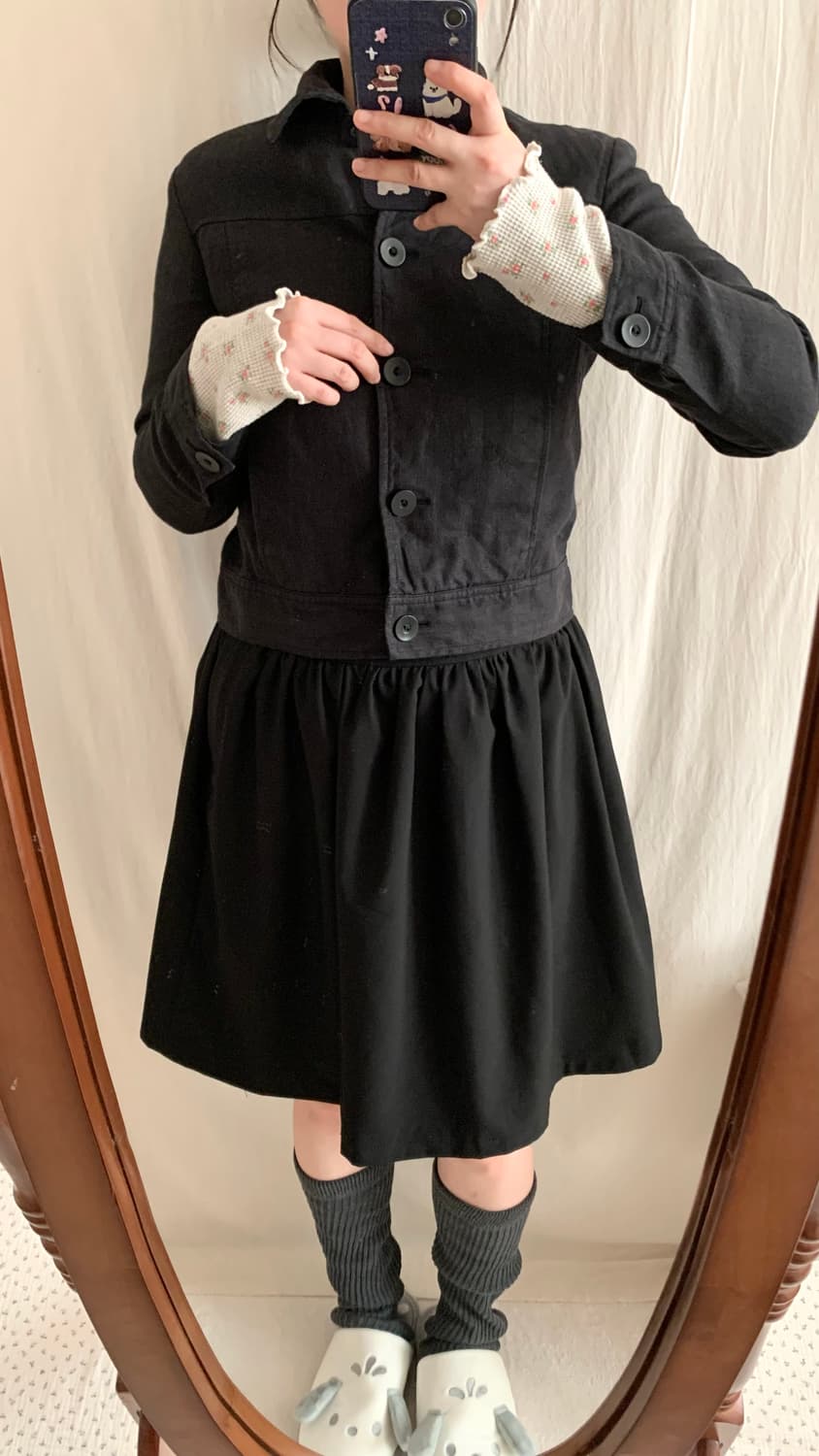 블랙 린넨 크롭 자켓 상품이미지3