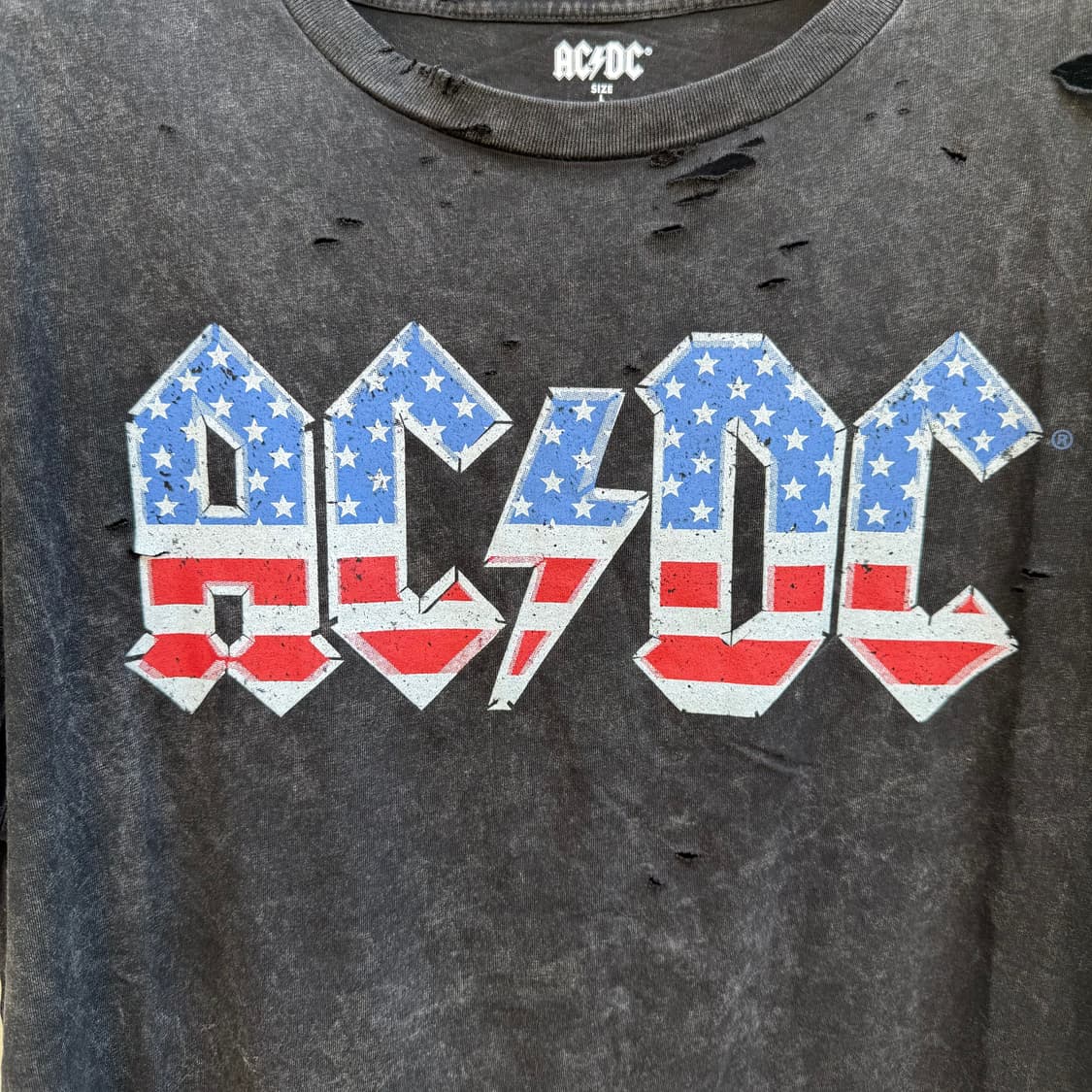 AC/DC 빈티지 투어 복각 디스트로이드 티셔츠  상품이미지3