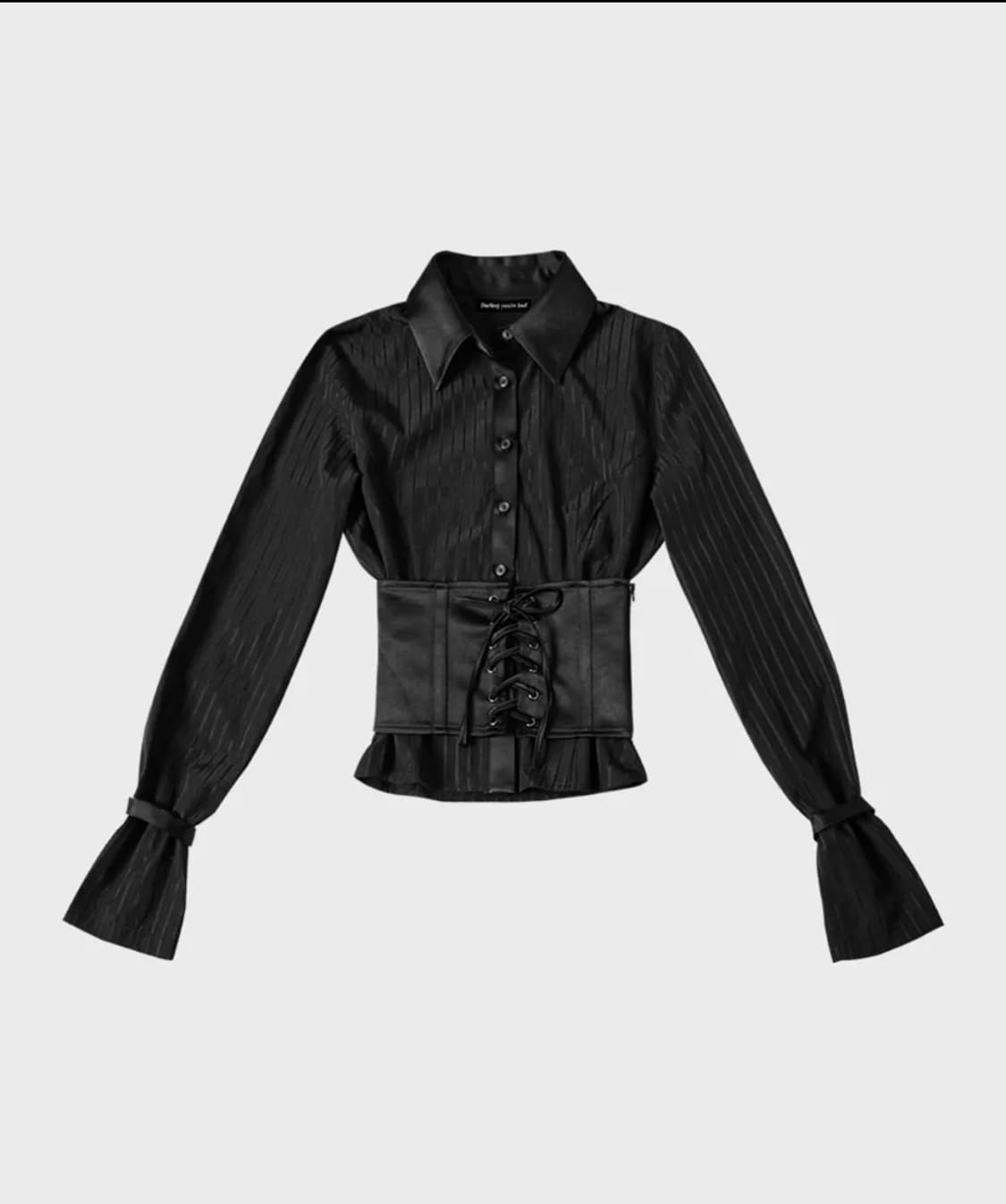 SATIN MIXED CORSET SHIRT 상품이미지2