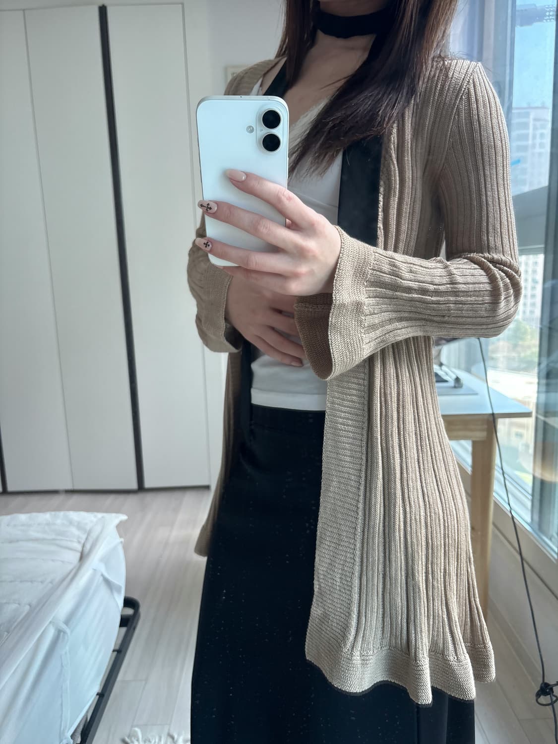 Rib Knit Flare Sleeve Robe 상품이미지5