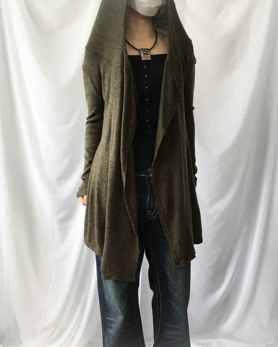 Drape hood open cardigan 상품이미지8
