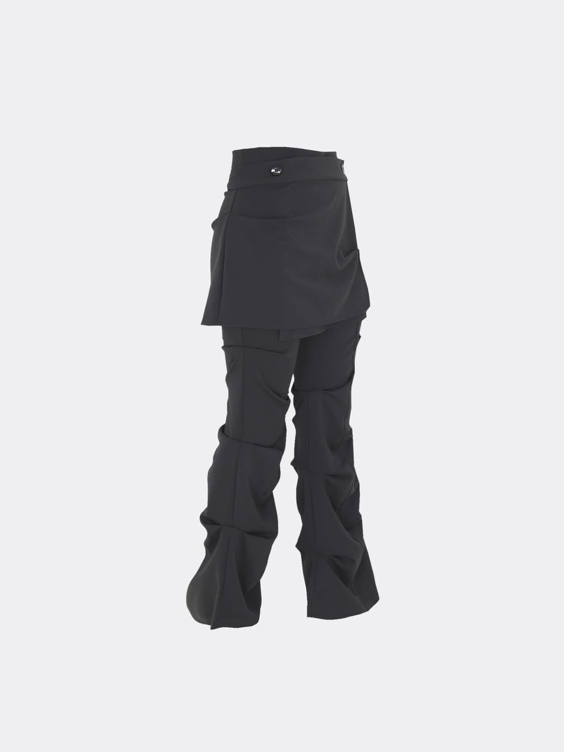 오호스 랩 오버 턱 팬츠 차콜 상품이미지1