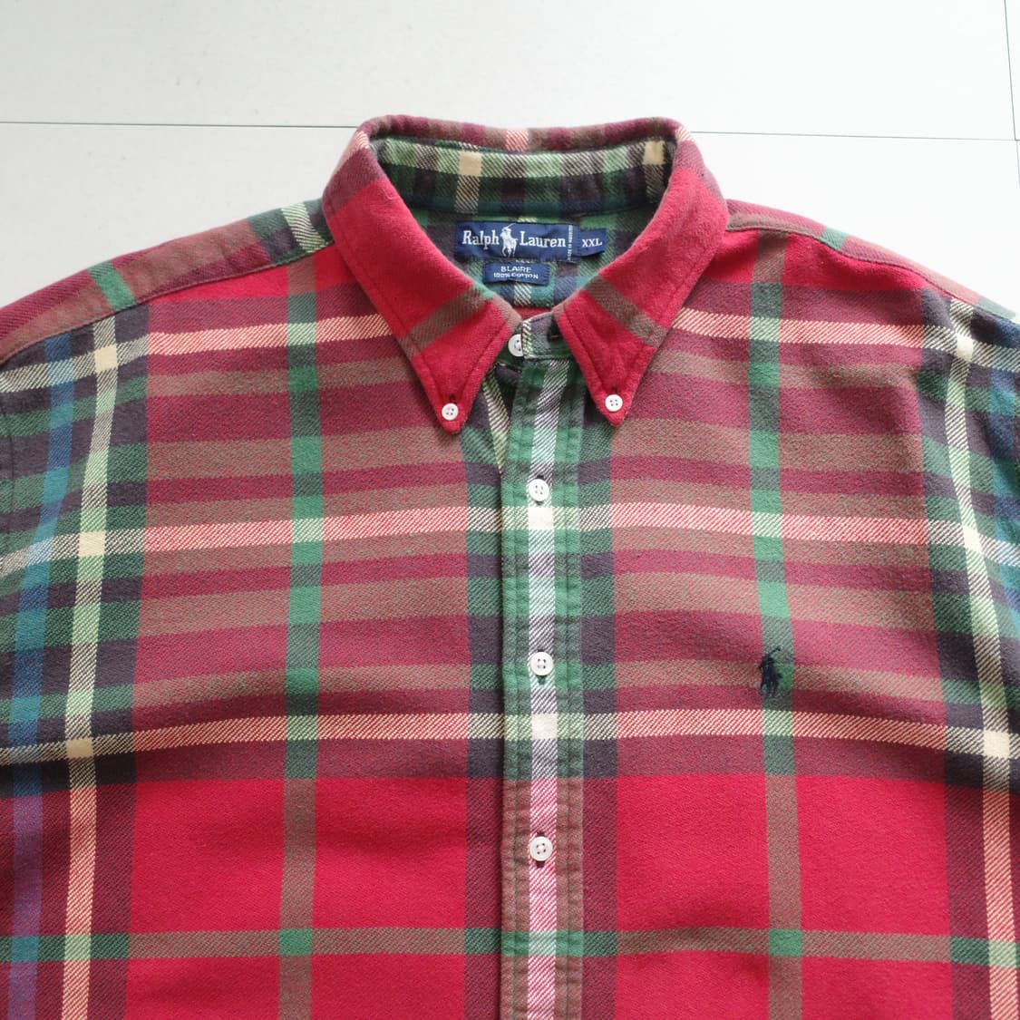 90s 폴로 랄프로렌 블레어 체크 해비 코튼 플라넬 XXL 상품이미지2