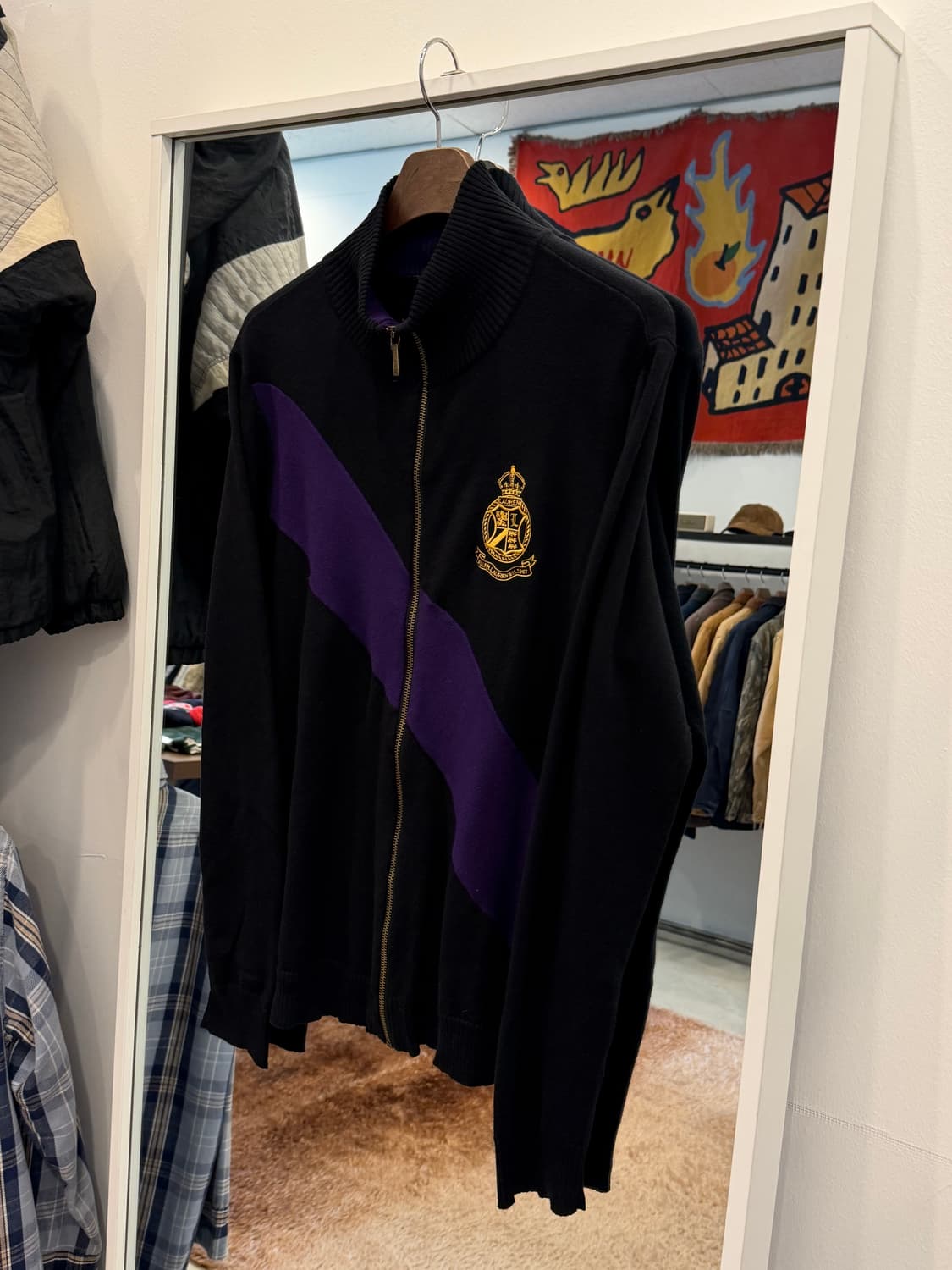 Lauren ralph lauren 로렌 랄프로렌 자수 로고 니트 집업 상품이미지1