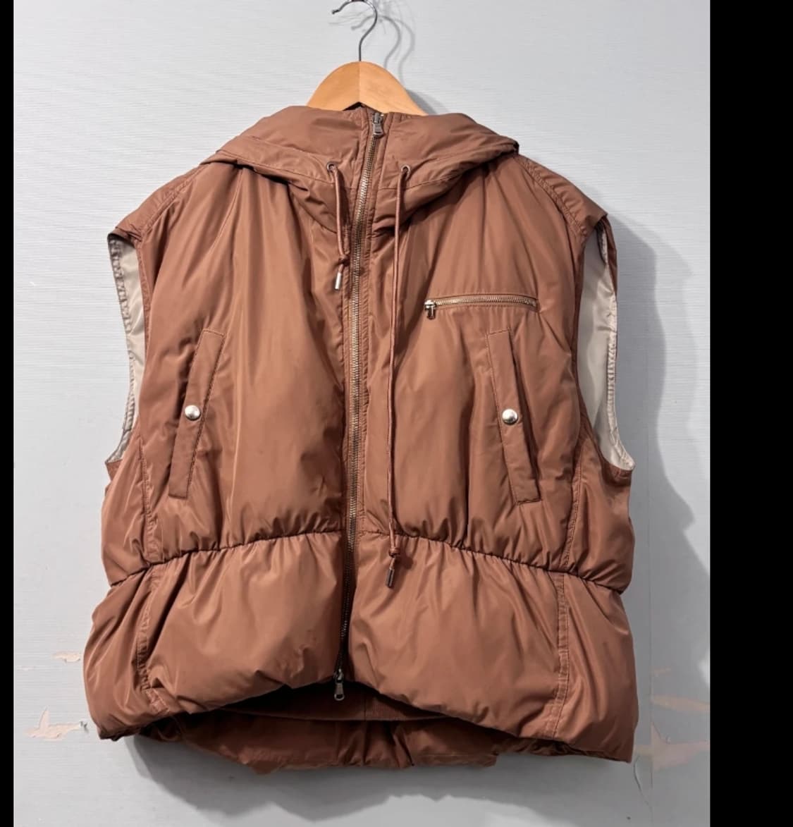 한섬 시스템 SYSTEM 후드 패딩 조끼 브라운 ~55 상품이미지3