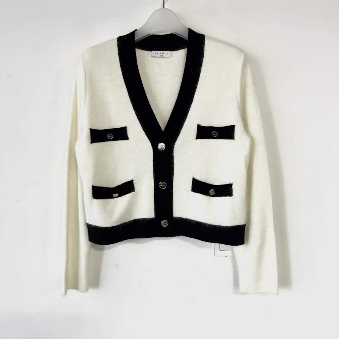 산드로 앙고라 배색 가디건 상품이미지3