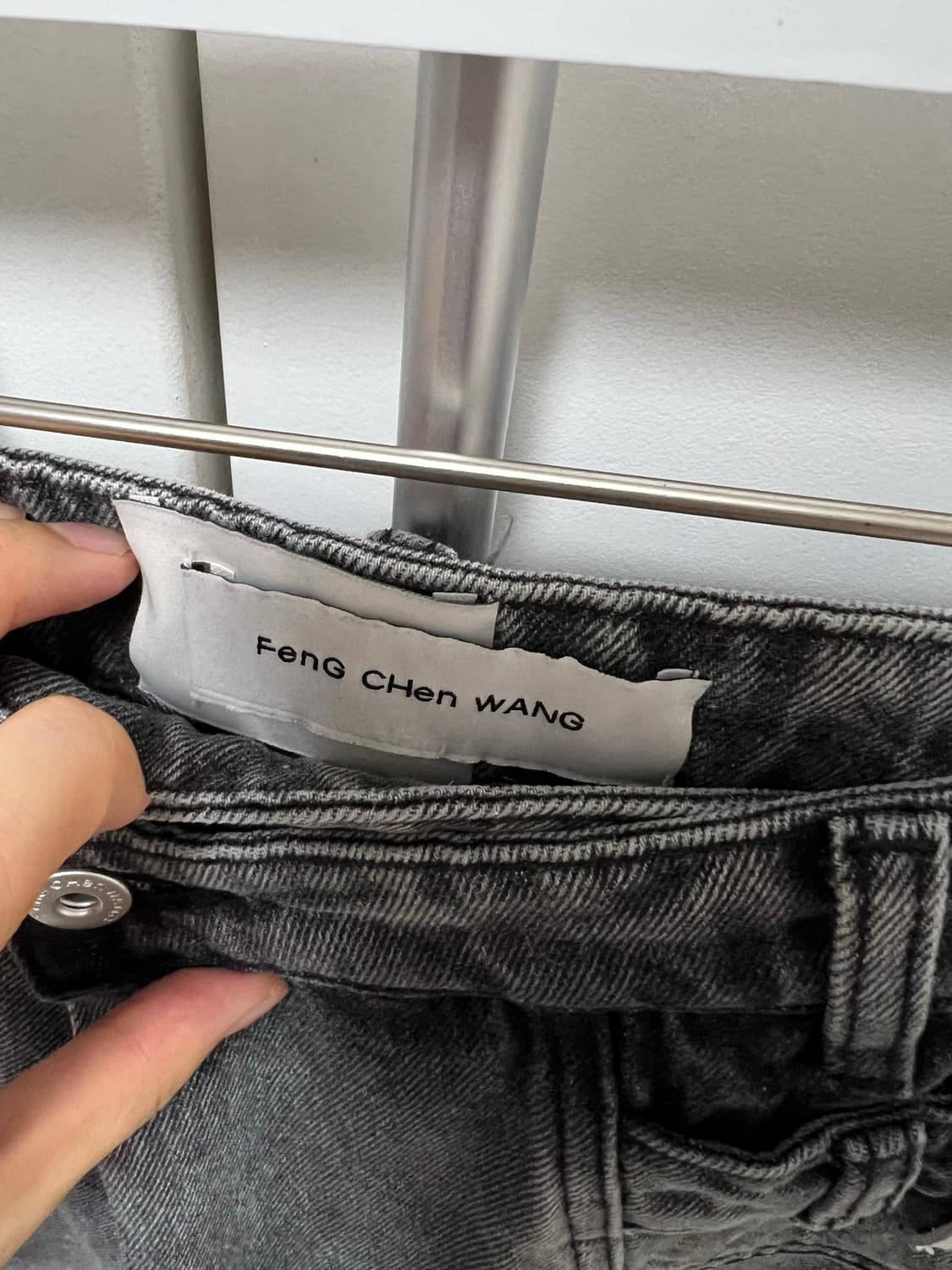 펑첸왕 비대칭 패널 와이드 진 M 상품이미지3