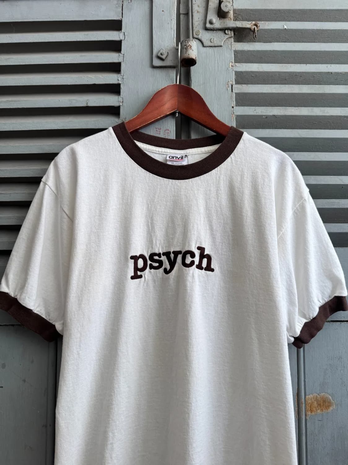 [M]USA 빈티지 psych 브라운 링거 티셔츠 상품이미지1
