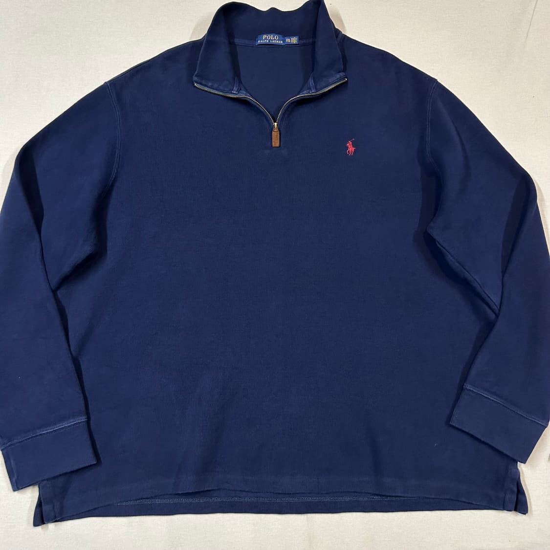 XXL) 폴로 랄프로렌 네이비 반집업 풀오버 코튼 니트 상품이미지2