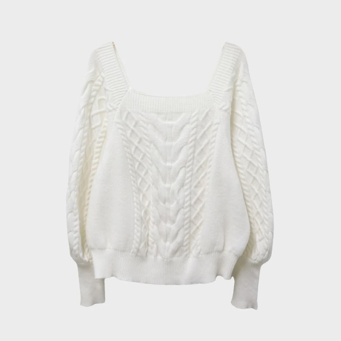 스프레이 스퀘어 넥 꽈배기 니트 61916 상품이미지1