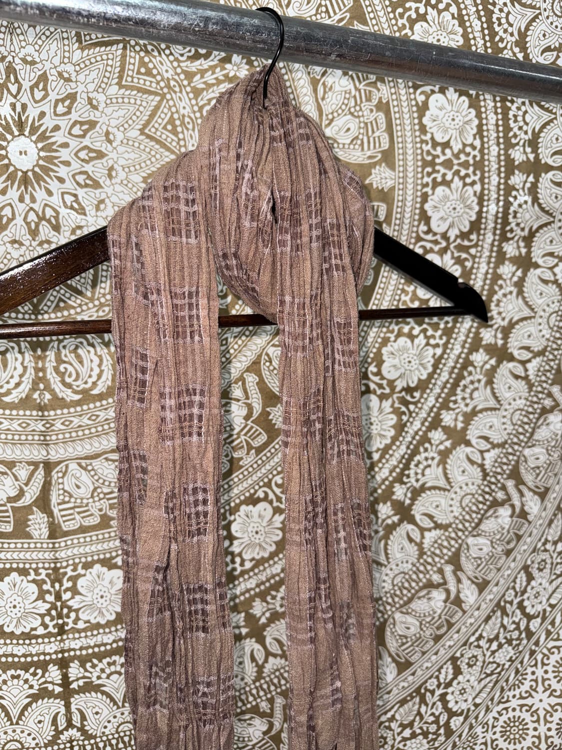 빈티지 린넨 체크 머플러  상품이미지5