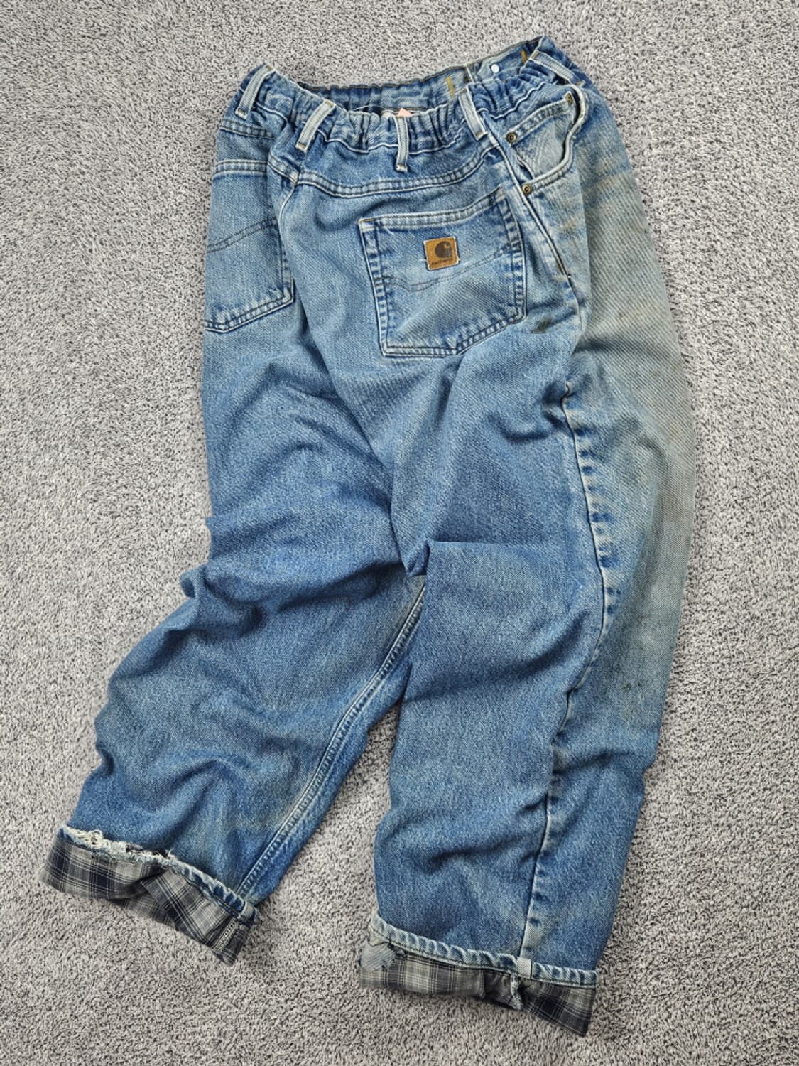 칼하트 헤비 플란넬 밴딩 커스텀 데님 팬츠 ( 38X30 )/ 10554 상품이미지1