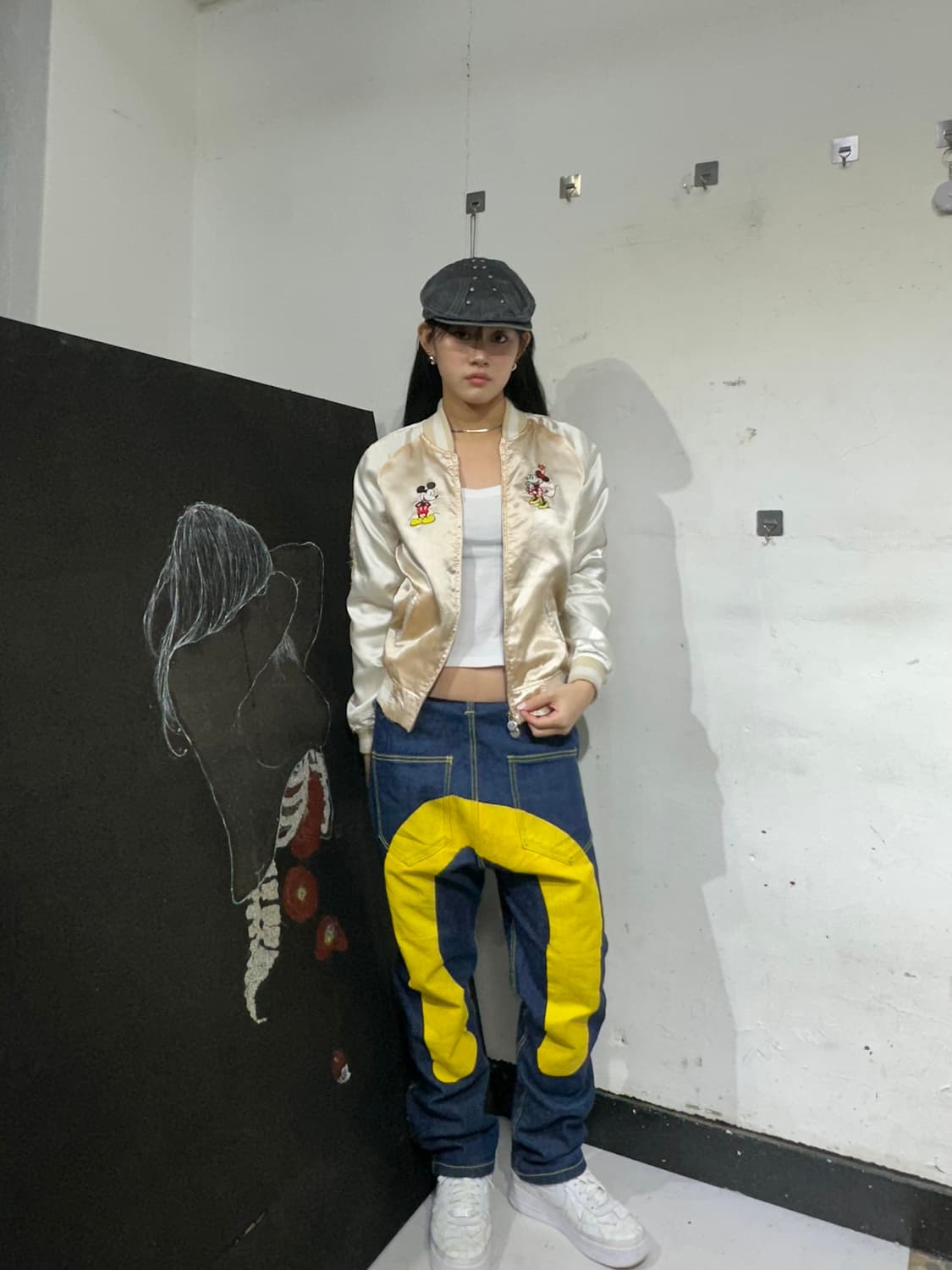 디즈니 크림 미키마우스 스카잔 자켓 상품이미지1