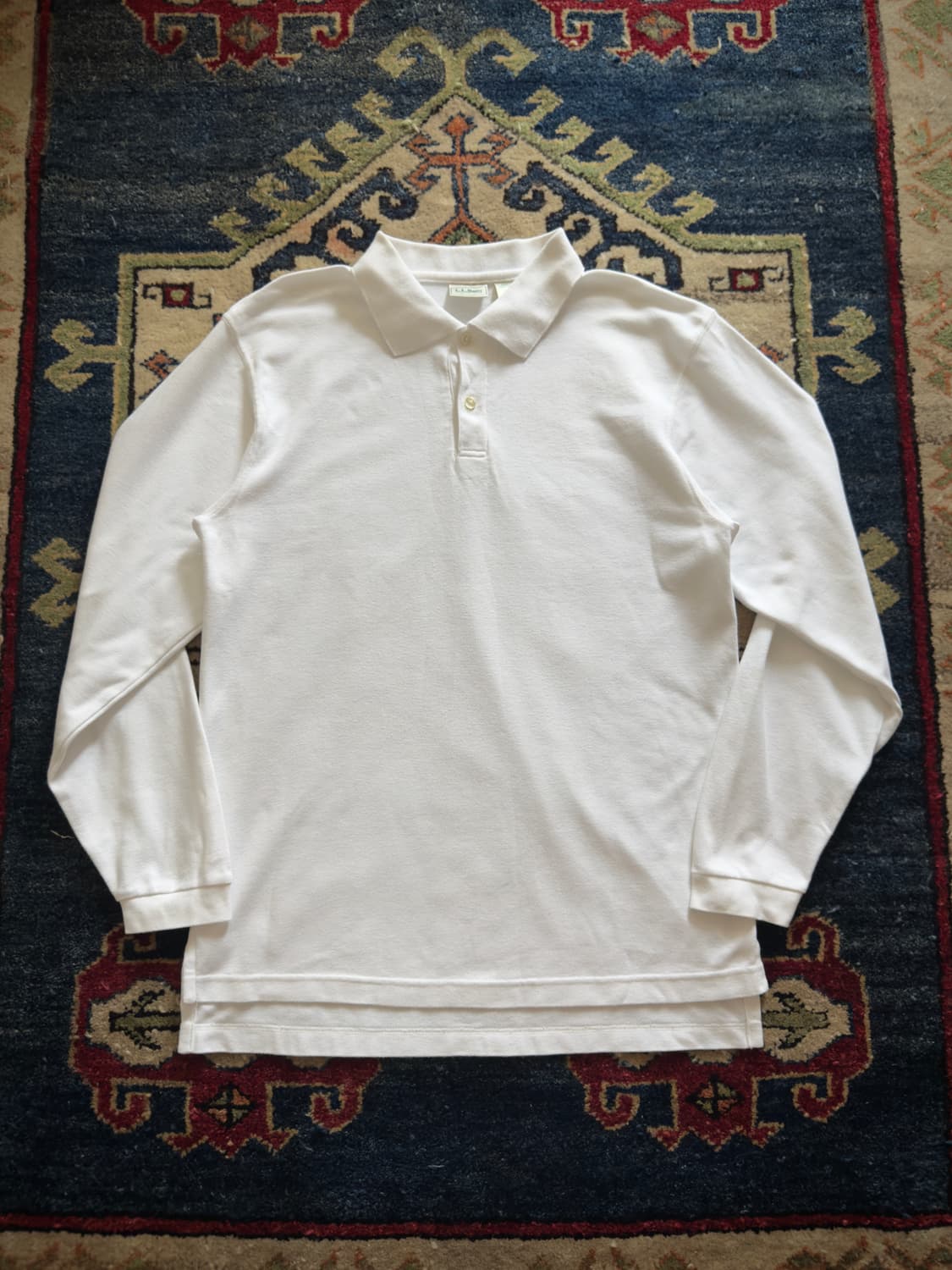 90s 엘엘빈 made in USA 화이트 피케 롱슬리브 상품이미지1