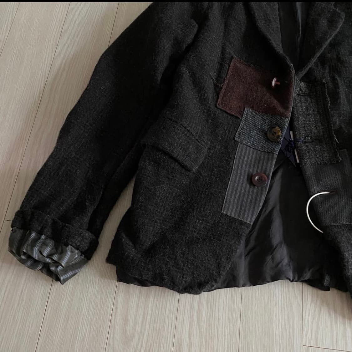 준야와타나베 축융 울 패치워크 자켓 상품이미지3