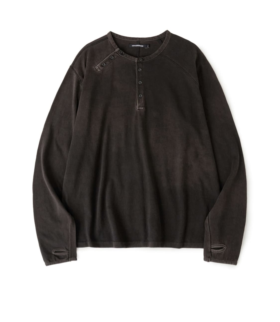 해칭룸 더블 헨리넥 블리치드 블랙 상품이미지1