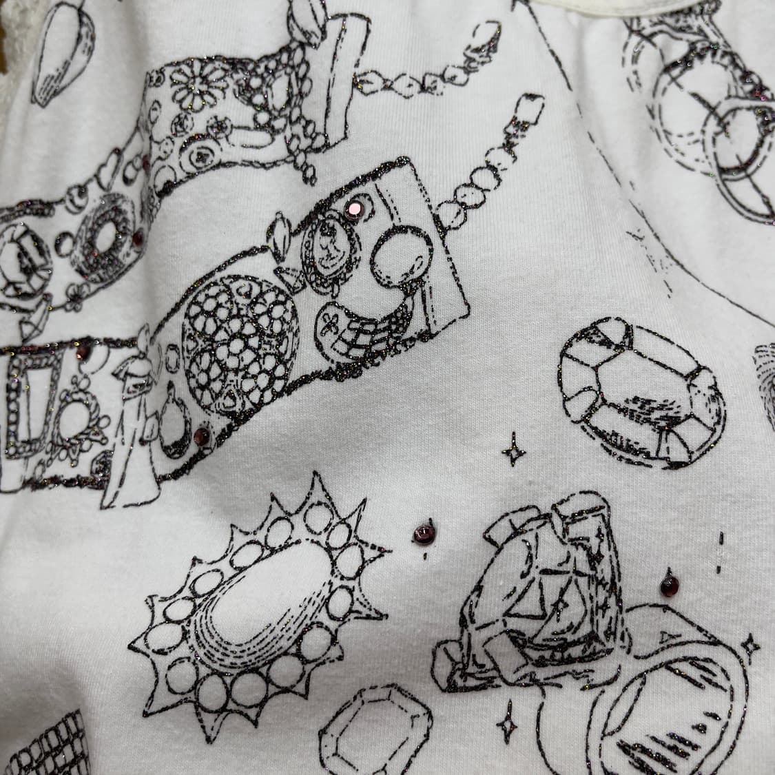 일본빈티지 nappalm 쥬얼리 프린트 레이스나시 상품이미지5