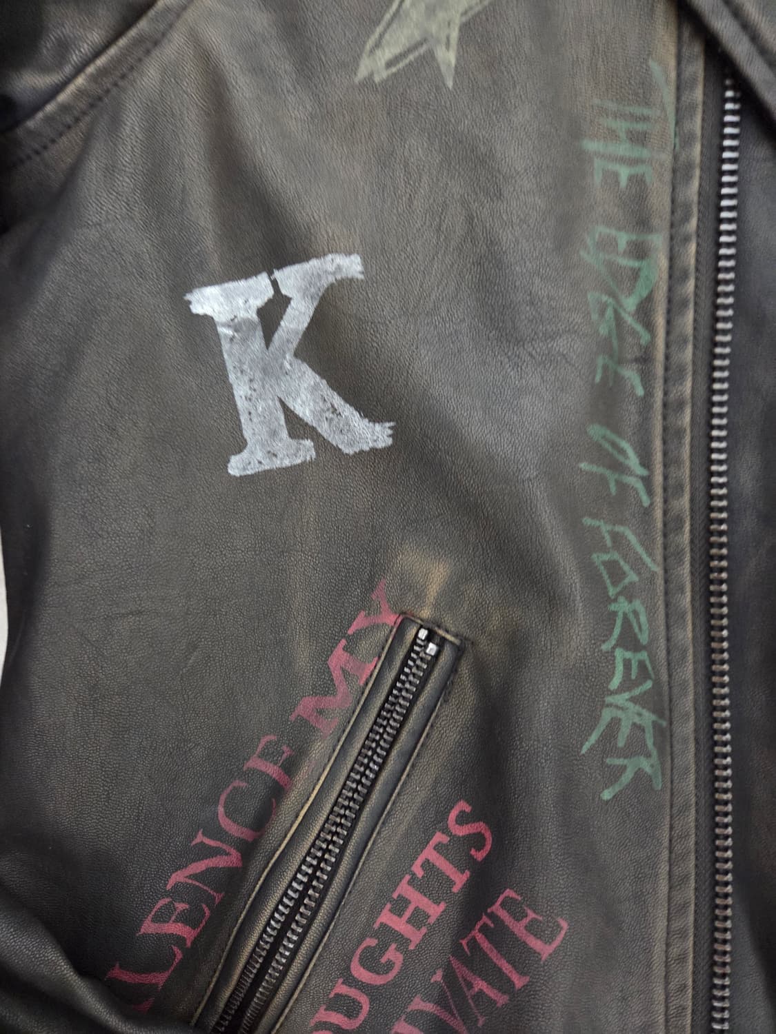 자라 그래피티 빈티지 레더 라이더 자켓 상품이미지2