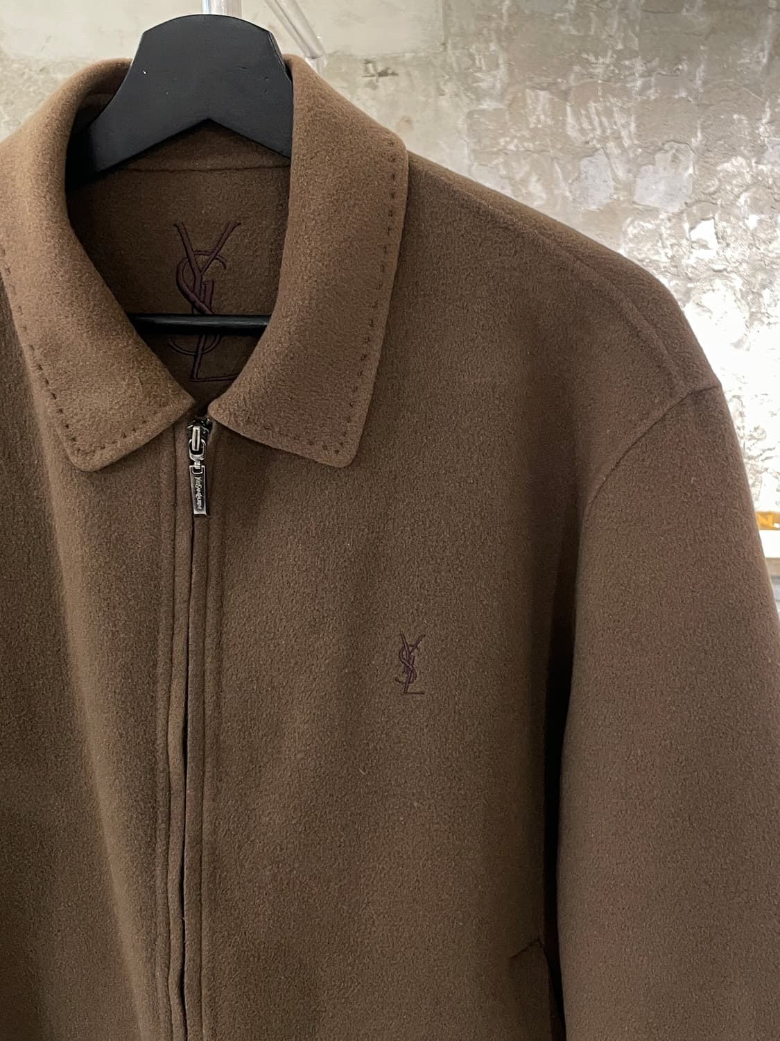 이브 생로랑 뿌르 옴므 브라운 핸드 메이드 울 집업 자켓 상품이미지3