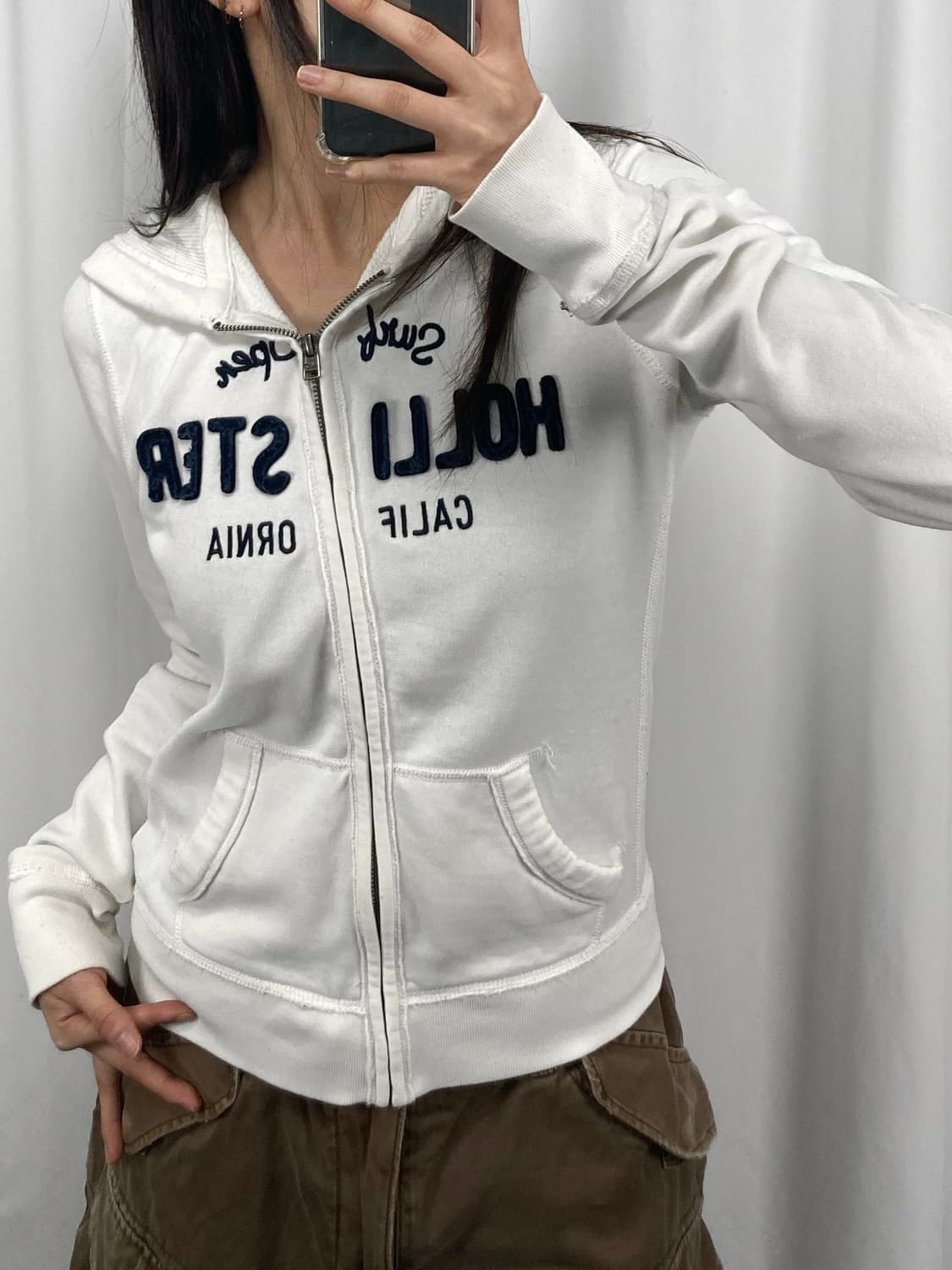 홀리스터 화이트 후드집업 상품이미지3