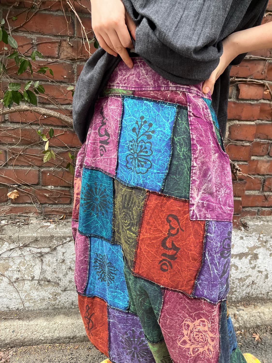 히피 패턴 패치워크 벌룬스커트 상품이미지3