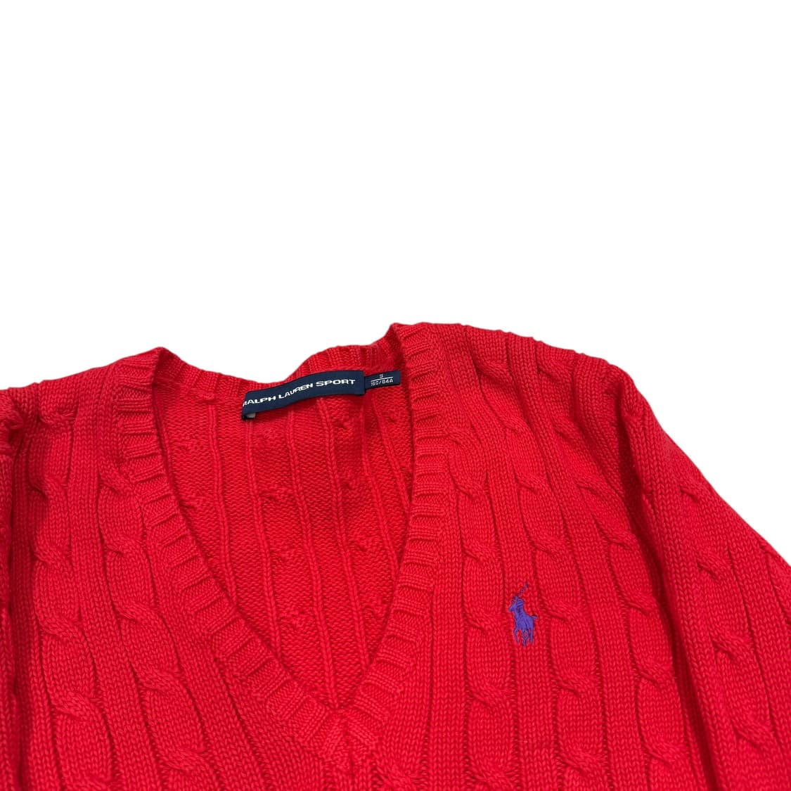 폴로 랄프로렌 꽈배기 케이블 브이넥 니트 레드 S 상품이미지2