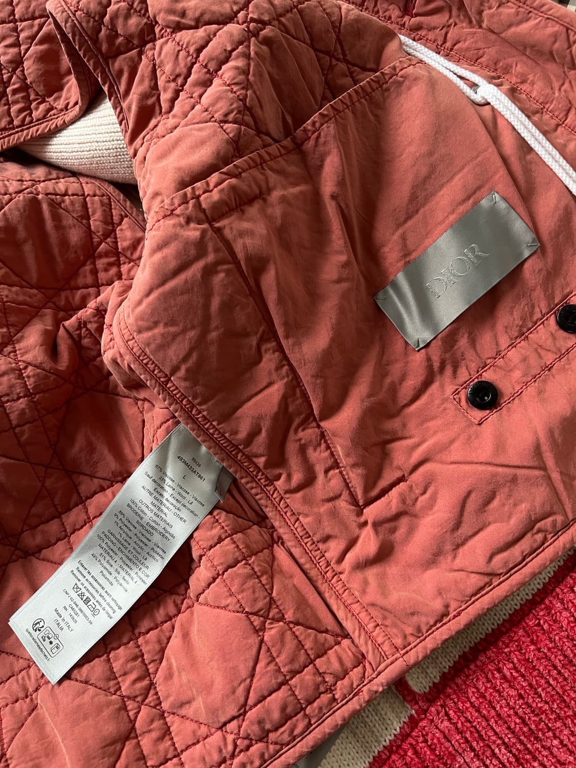 [하루만 이가격] 디올 x 스톤 아일랜드 울블렌드 니트 블루종 자켓 레드 상품이미지7