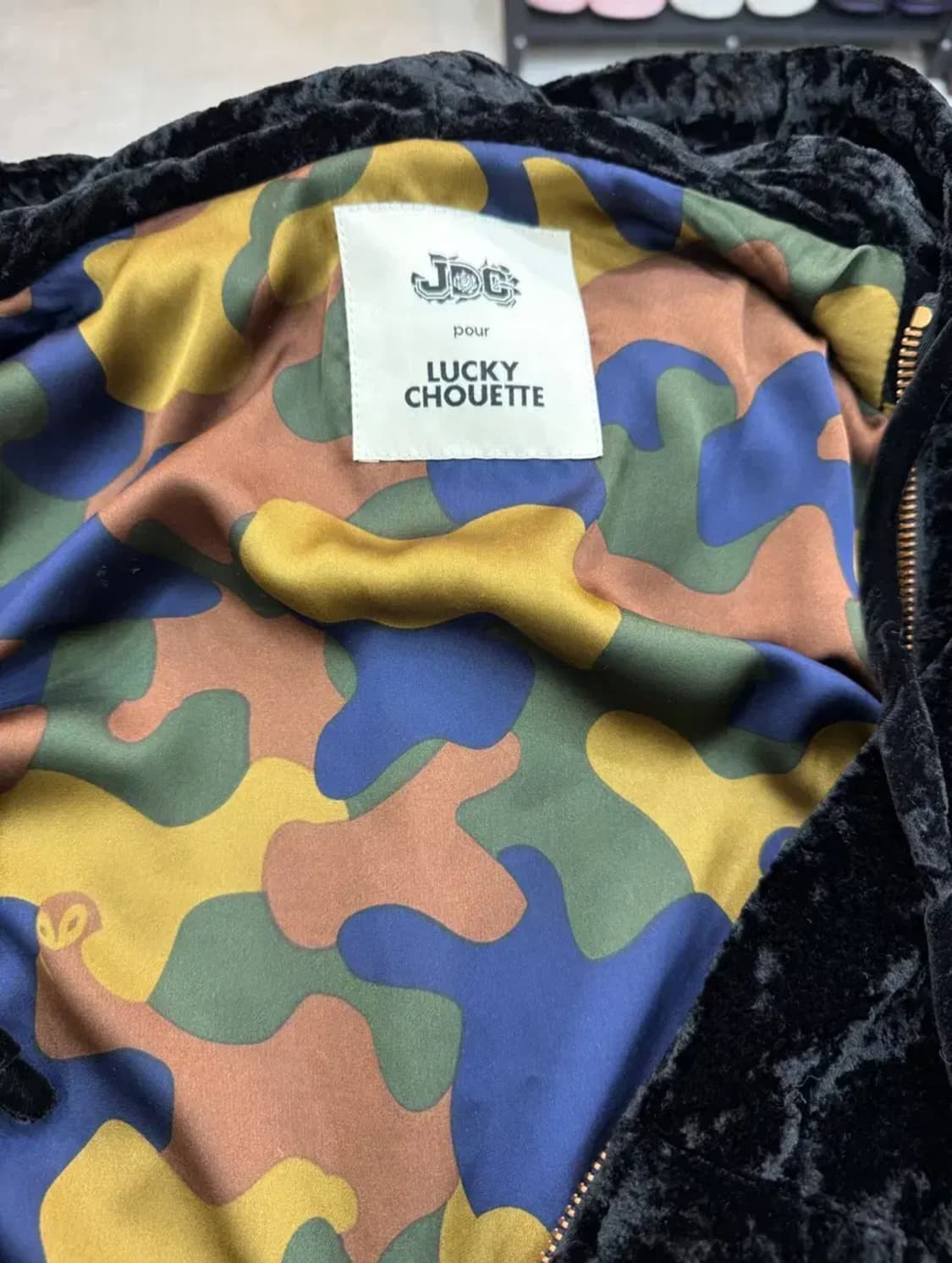 LUCKY CHOUETTE 벨벳 후드 집업 자켓 / 블랙빈티지 상품이미지8