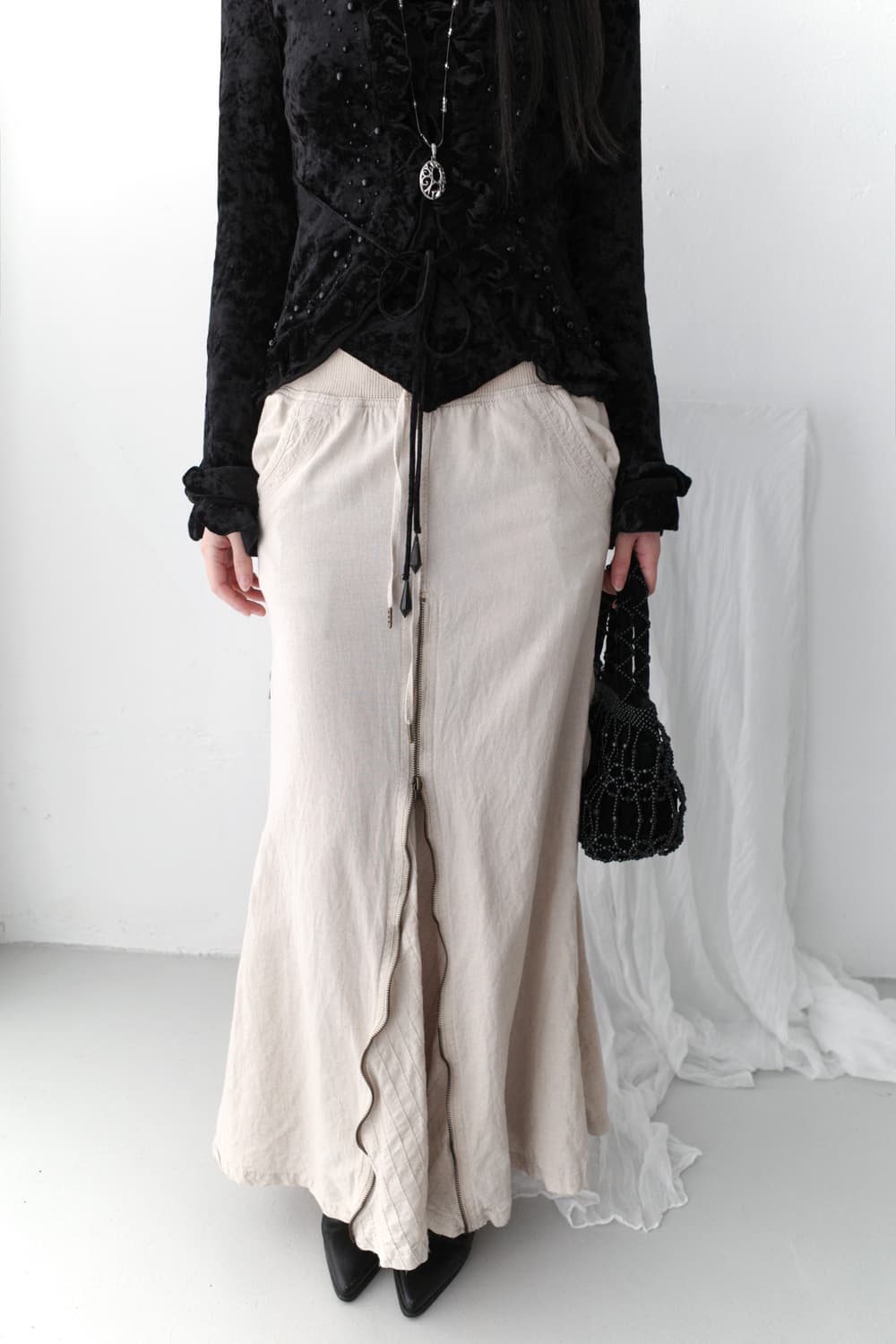 goa) zipper long skirt 상품이미지5