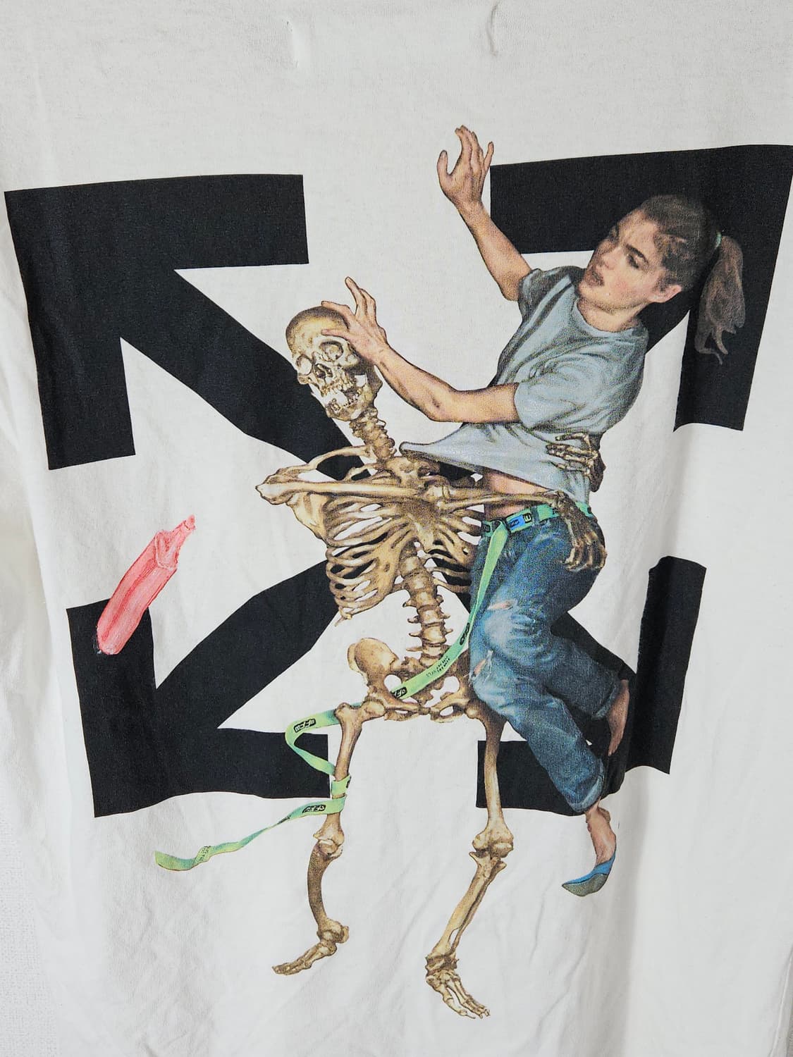 오프화이트 파스칼 스켈레톤 반팔 티셔츠 L (QR정품) 상품이미지2