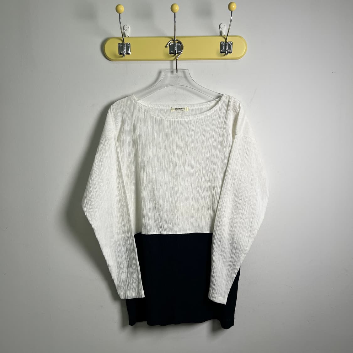 이세이미야케 플랜테이션 링클 배색 롱 티셔츠 M 상품이미지1