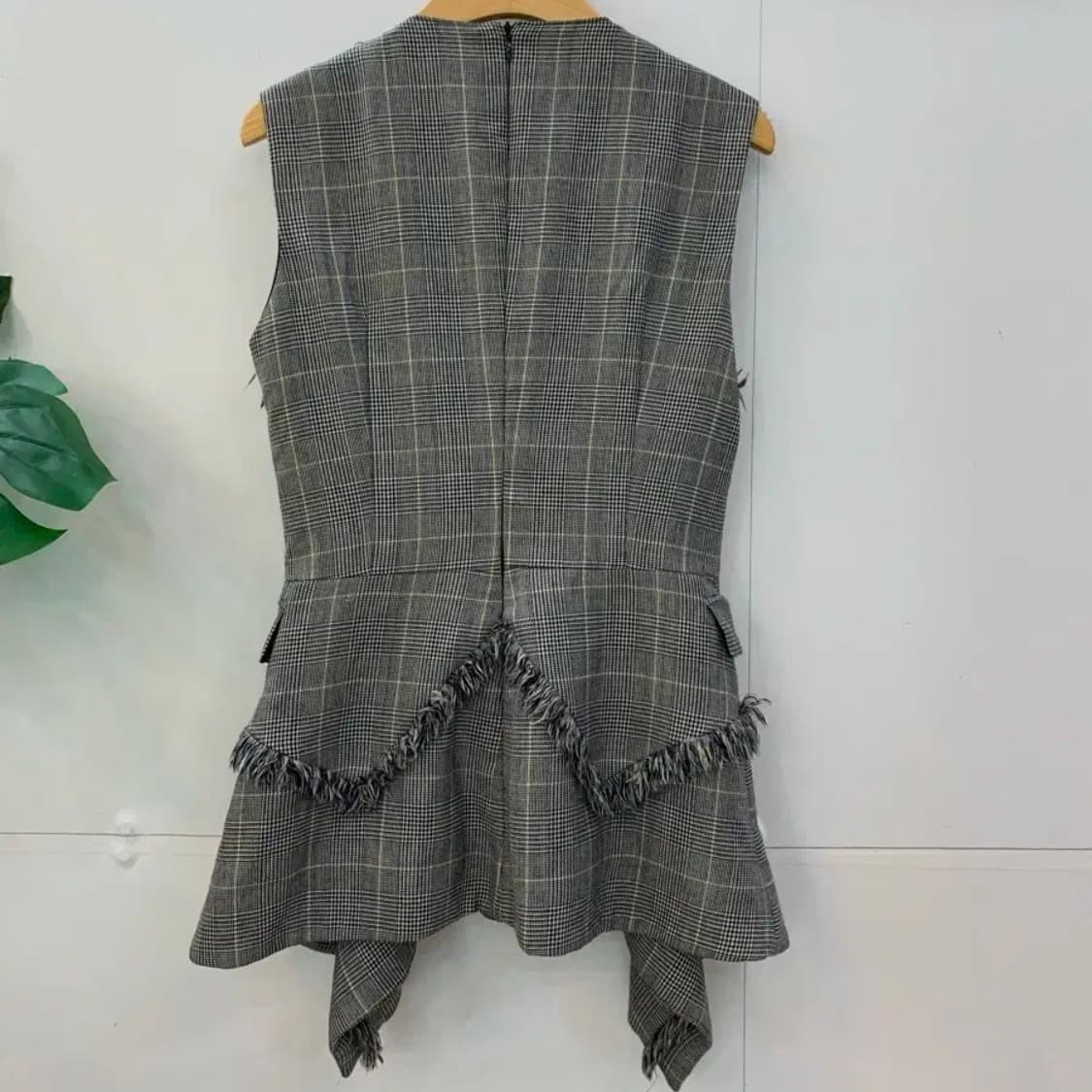 알렉산더맥퀸 체크 프린지 모100 민소매블라우스 55 상품이미지4