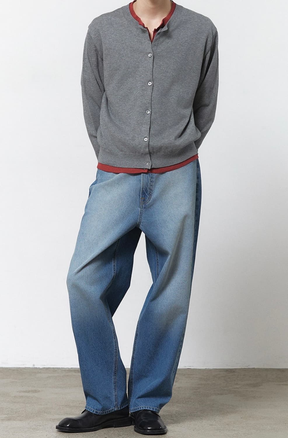 일꼬르소 더블레이어드 가디건 그레이 L 상품이미지2